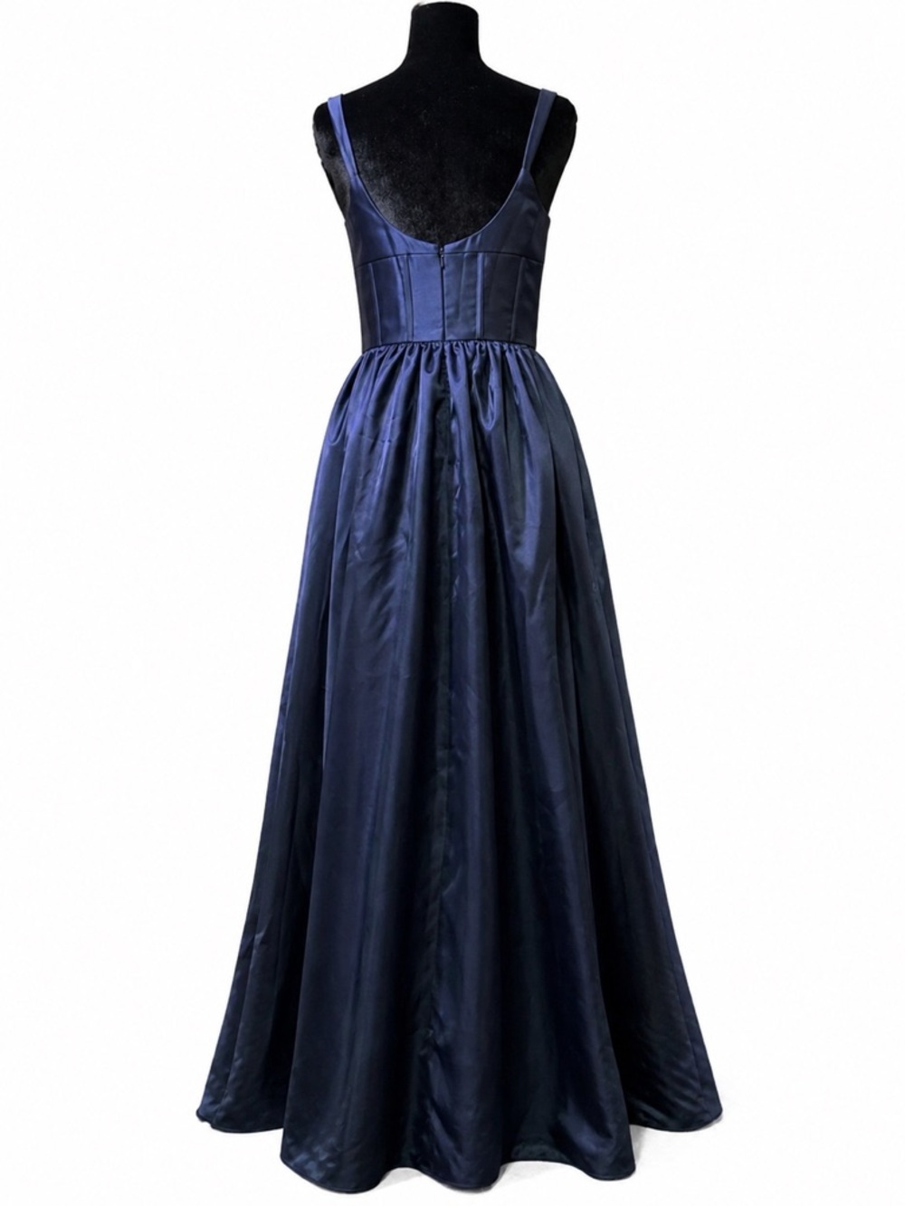 Dessy Collection by Vivian Diamond Midnight Navy Satin Corset Gown NWT - Picture 5 of 5